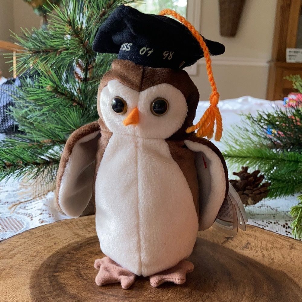 Ty Beanie Baby Class of 98 Wise The Owl Tag Errors